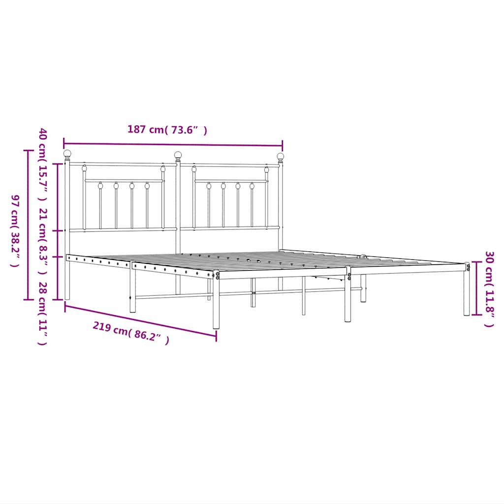 sengeramme med sengegavl 183x213 cm metal sort