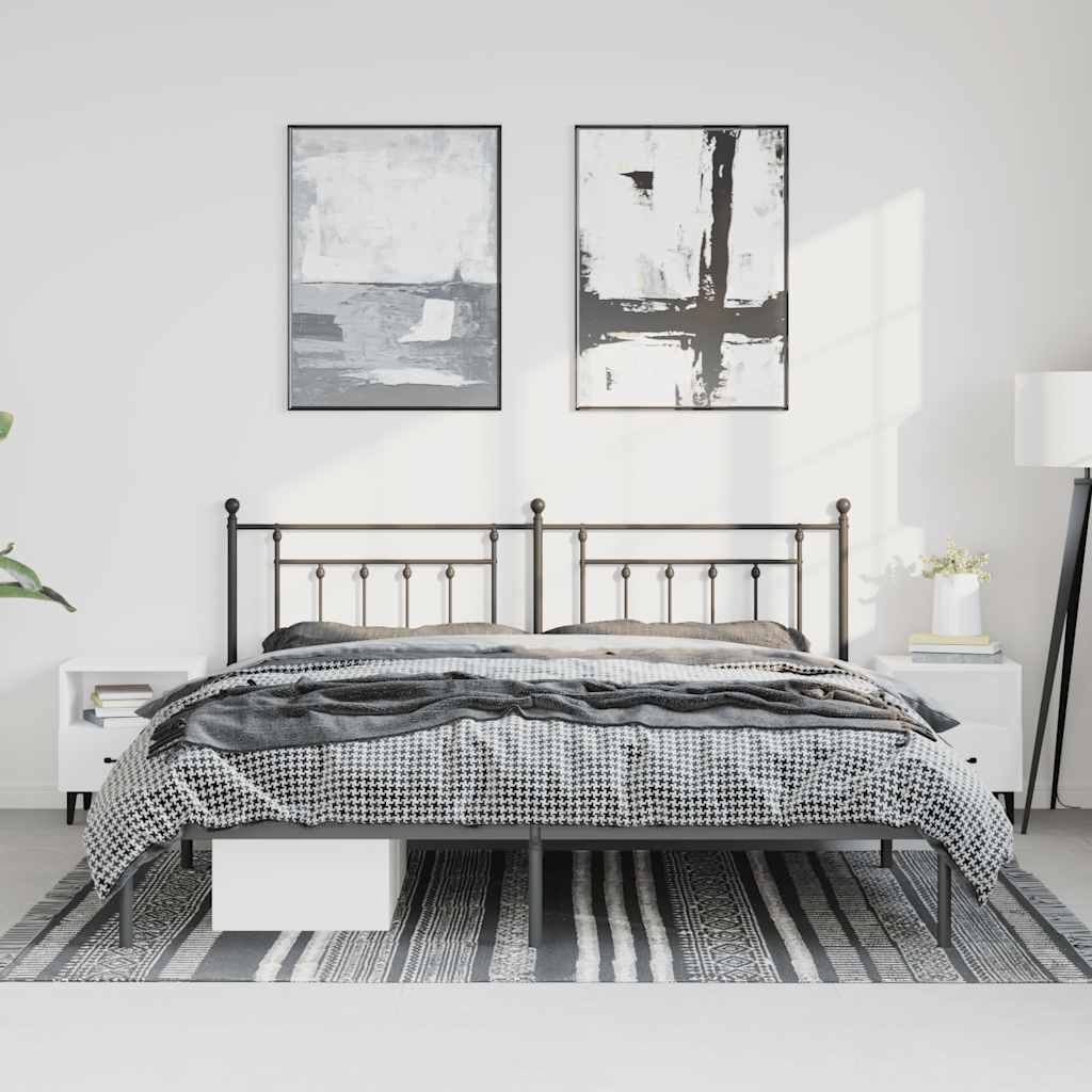 sengeramme med sengegavl 193x203 cm metal sort