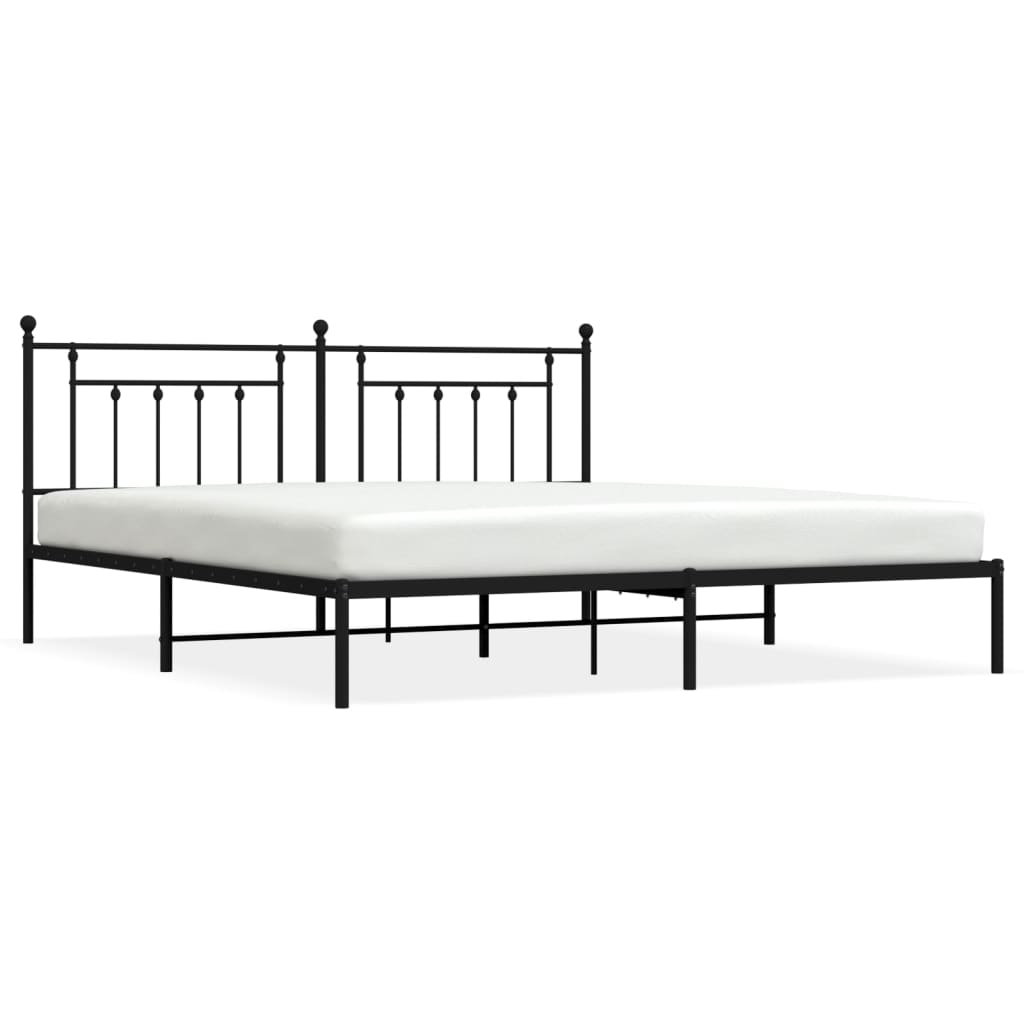 sengeramme med sengegavl 200x200 cm metal sort