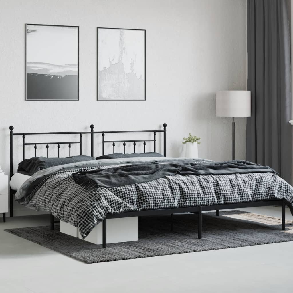 sengeramme med sengegavl 200x200 cm metal sort