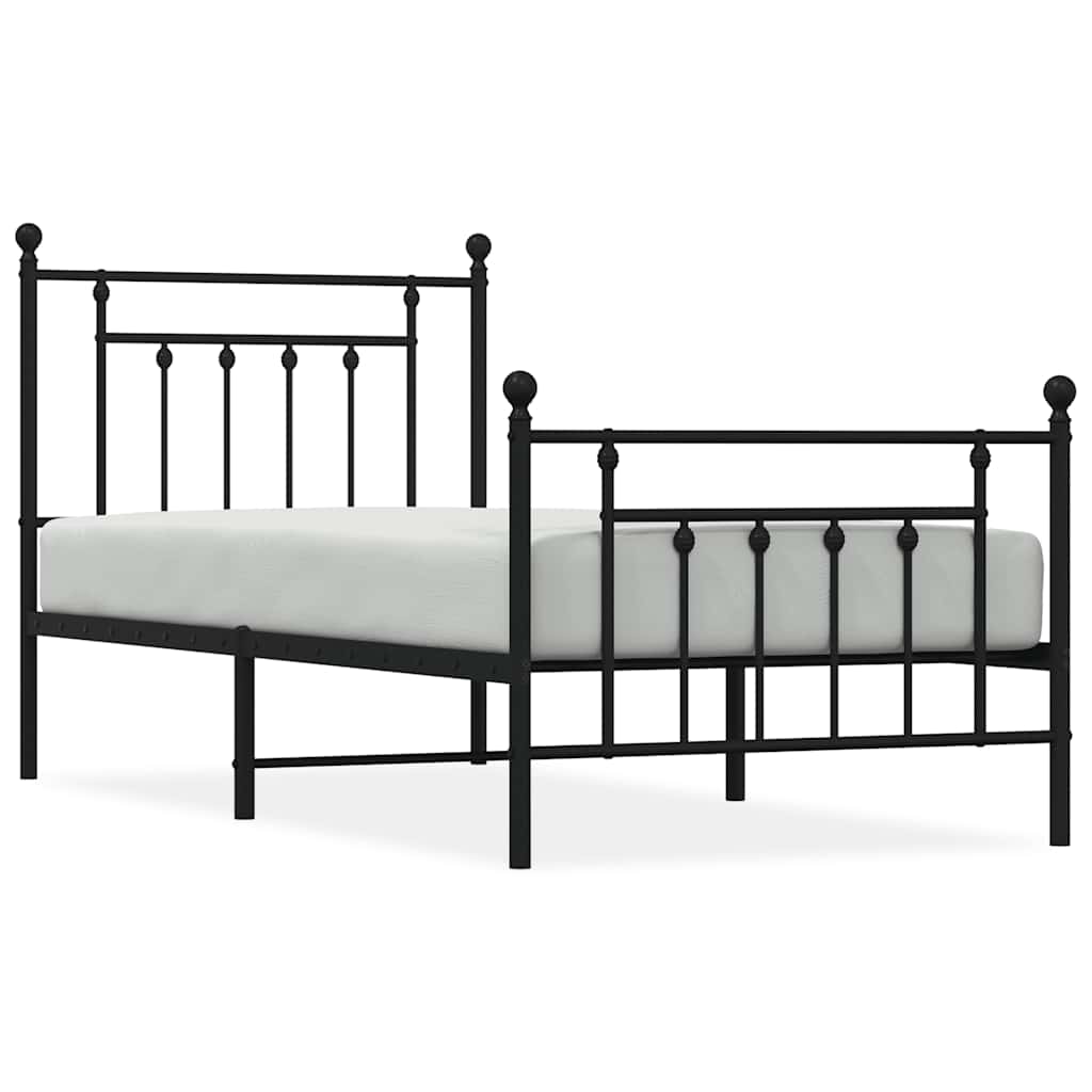 sengeramme med sengegavl og fodgærde 80x200 cm metal sort