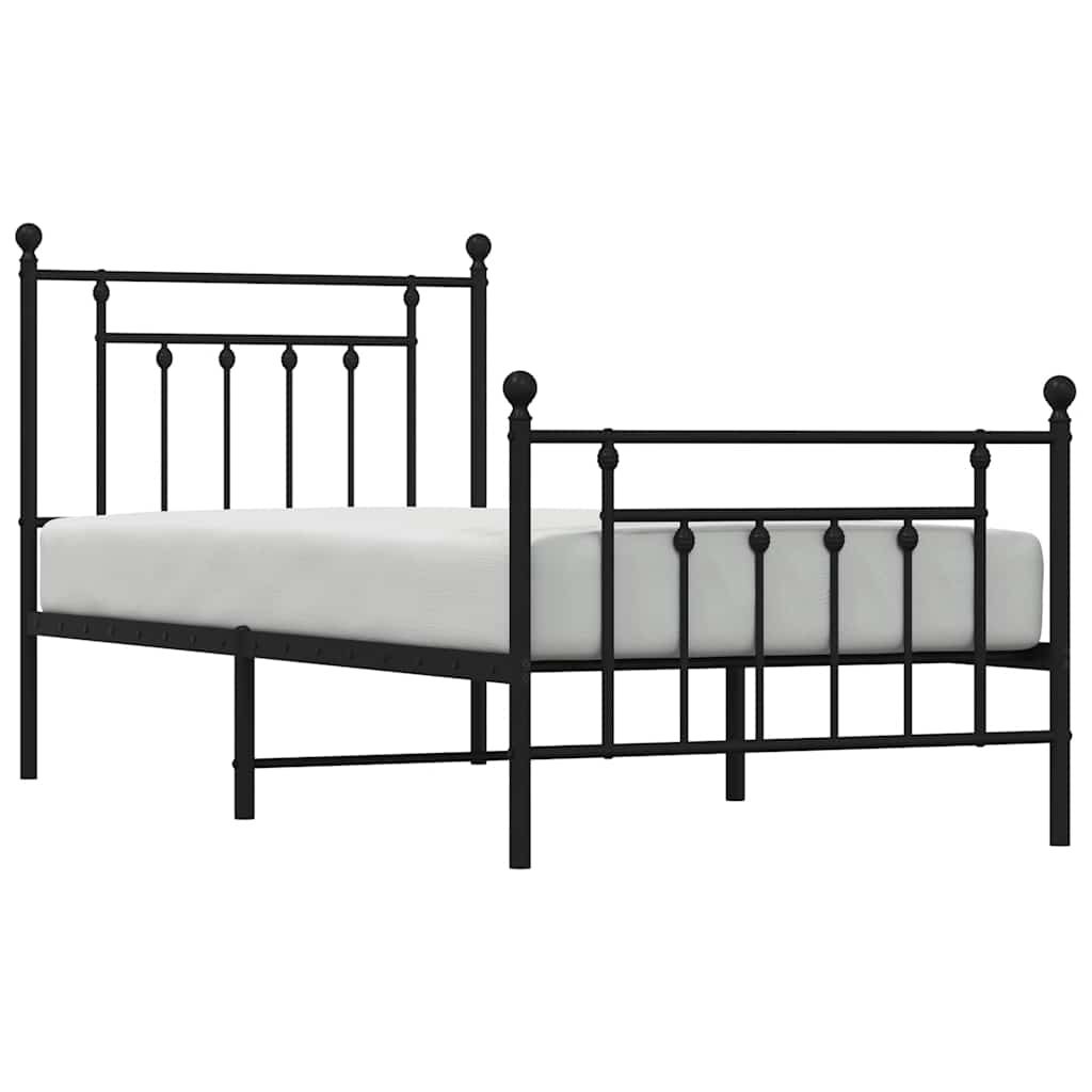 sengeramme med sengegavl og fodgærde 80x200 cm metal sort