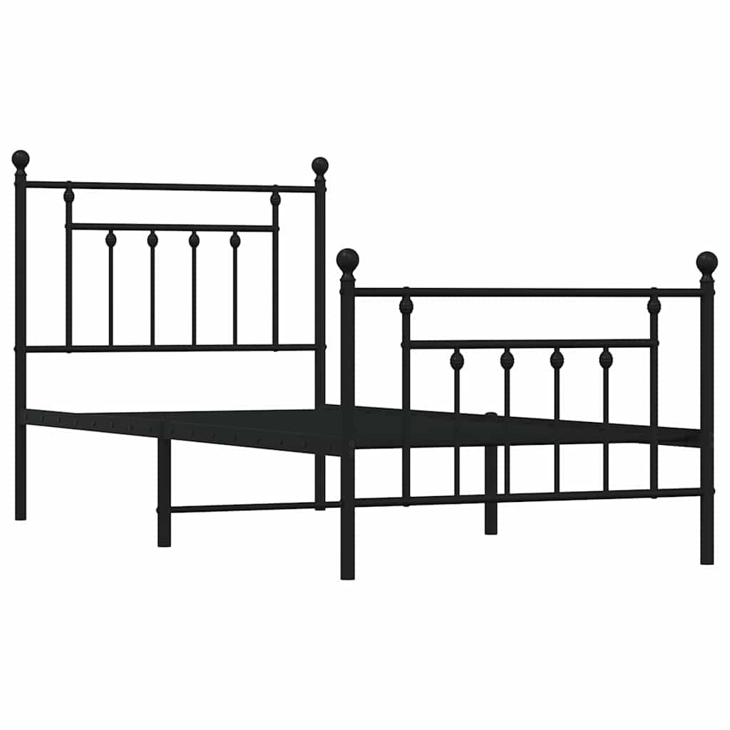 sengeramme med sengegavl og fodgærde 90x190 cm metal sort