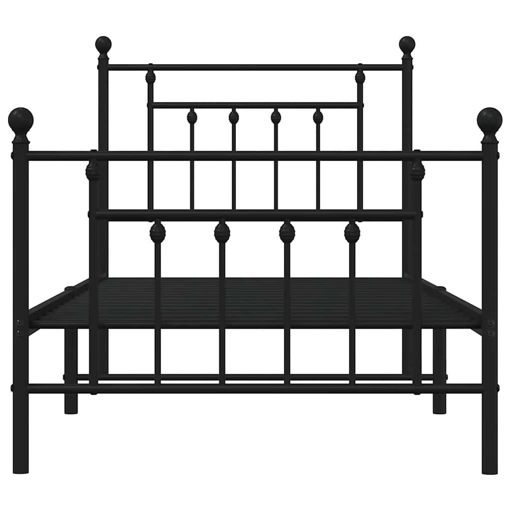 sengeramme med sengegavl og fodgærde 90x190 cm metal sort