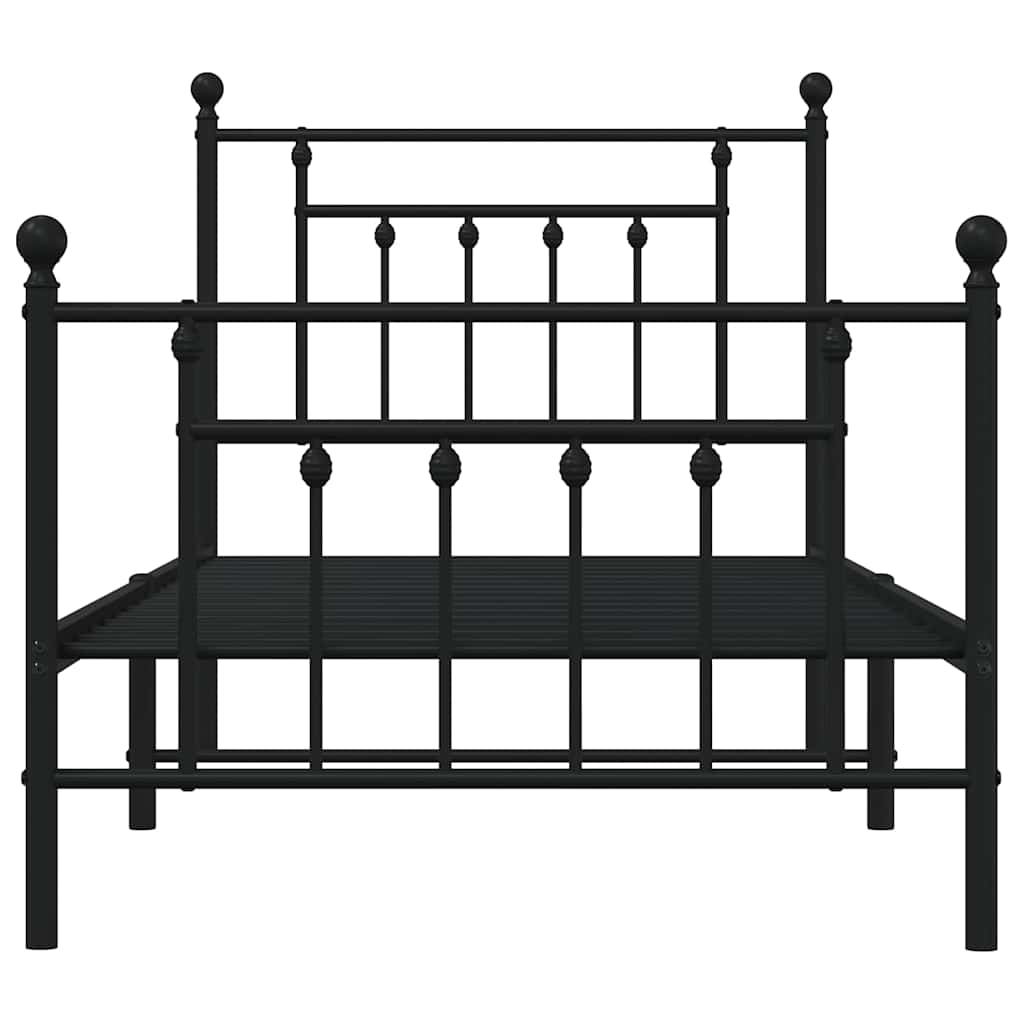 sengeramme med sengegavl og fodgærde 90x200 cm metal sort