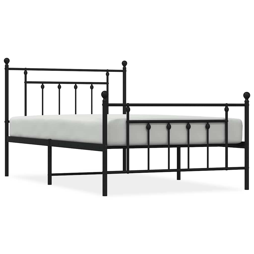 sengeramme med sengegavl og fodgærde 100x200 cm metal sort