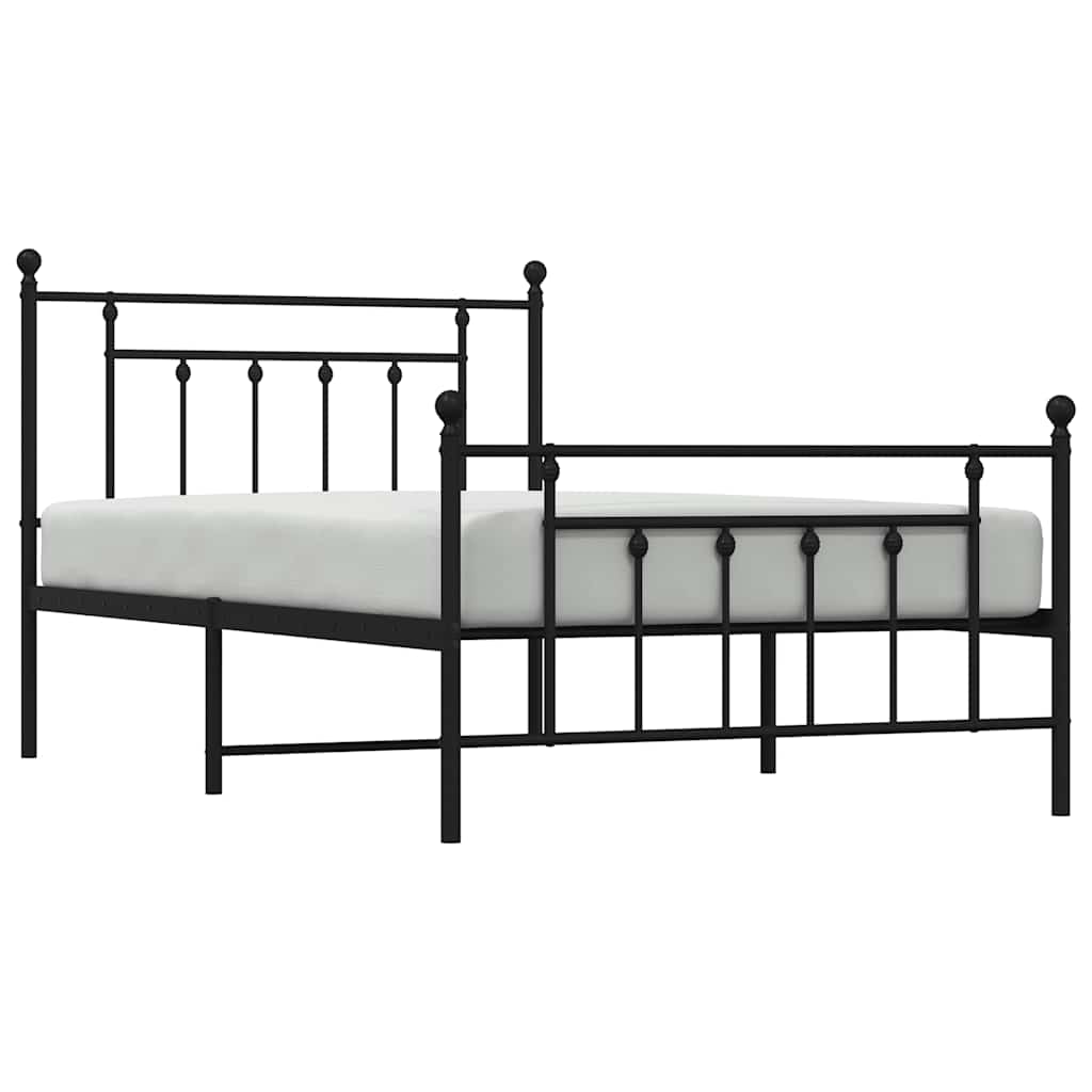 sengeramme med sengegavl og fodgærde 100x200 cm metal sort