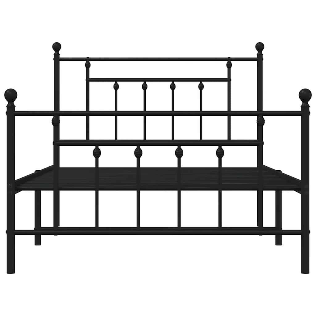 sengeramme med sengegavl og fodgærde 100x200 cm metal sort