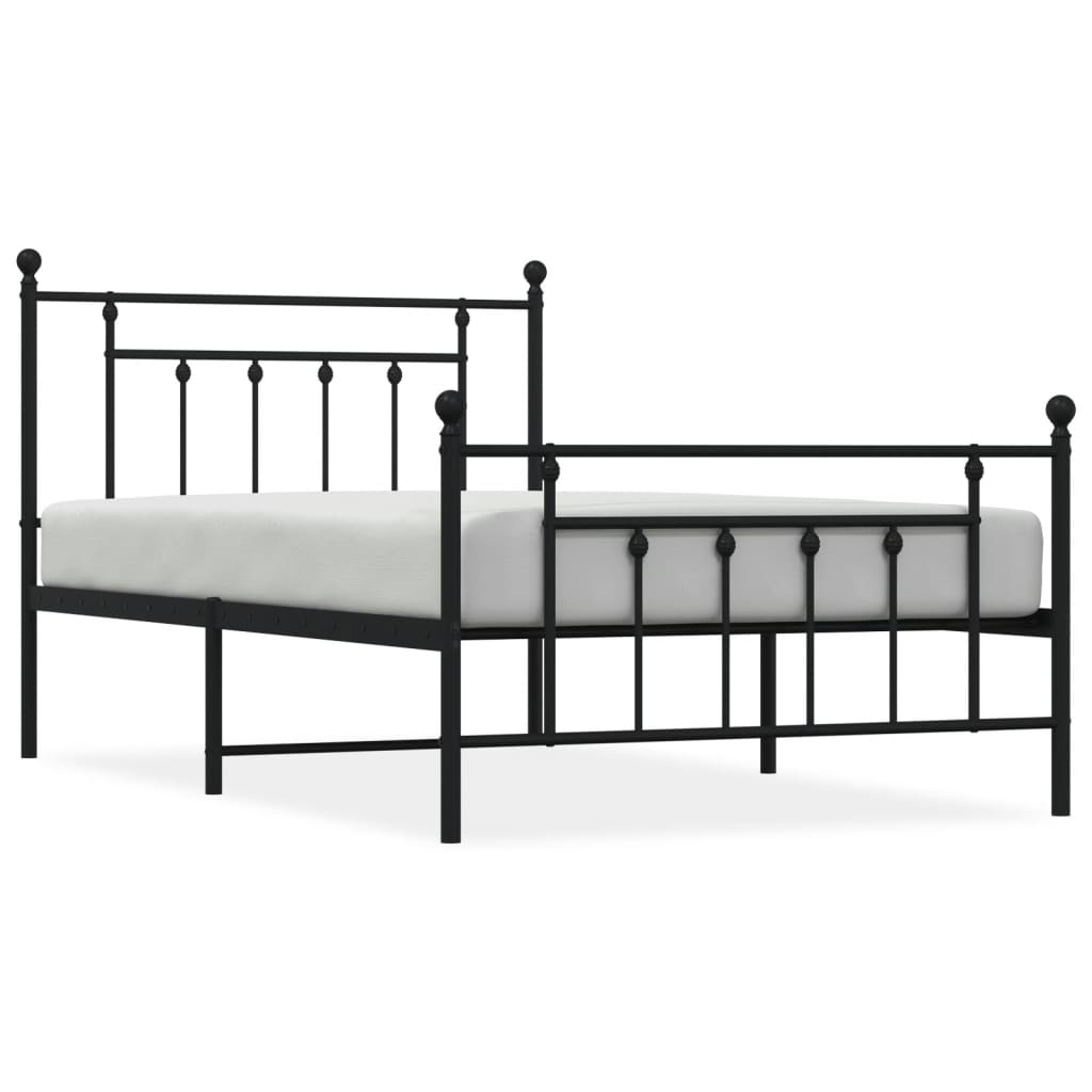 sengeramme med sengegavl og fodgærde 107x203 cm metal sort