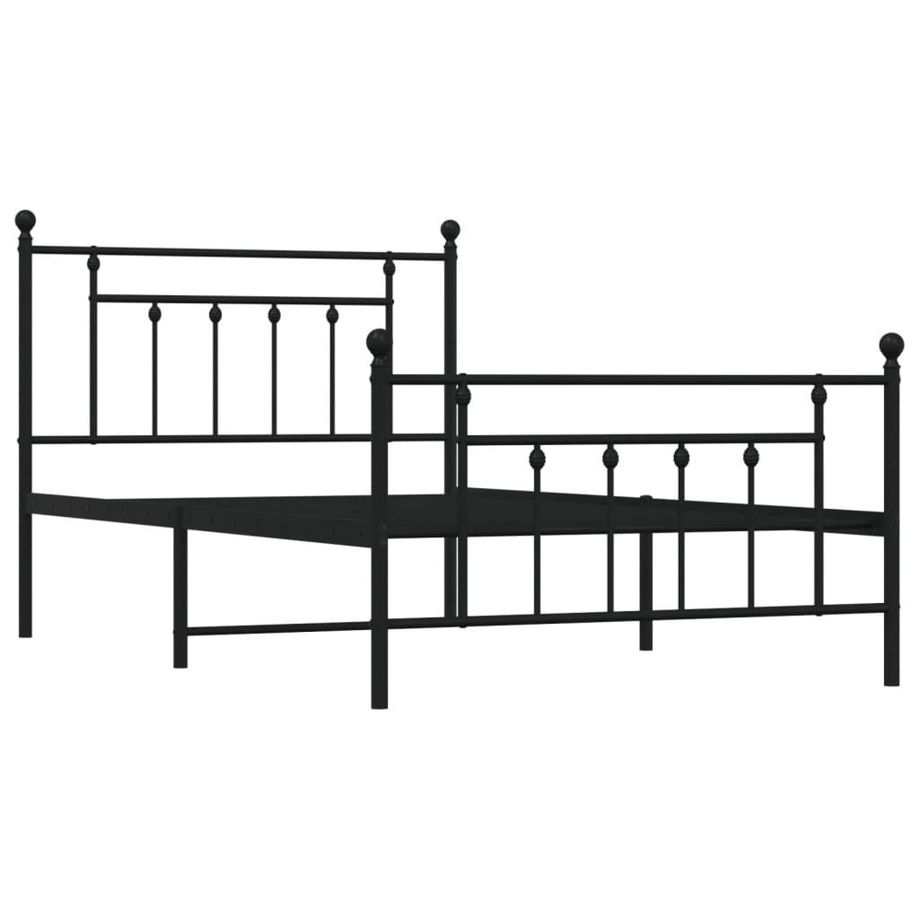 sengeramme med sengegavl og fodgærde 107x203 cm metal sort