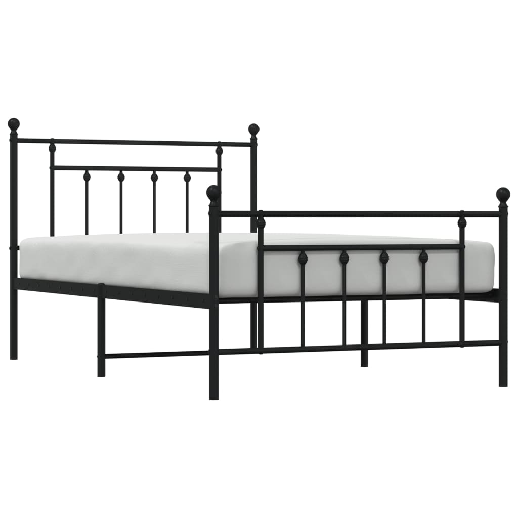 sengeramme med sengegavl og fodgærde 107x203 cm metal sort
