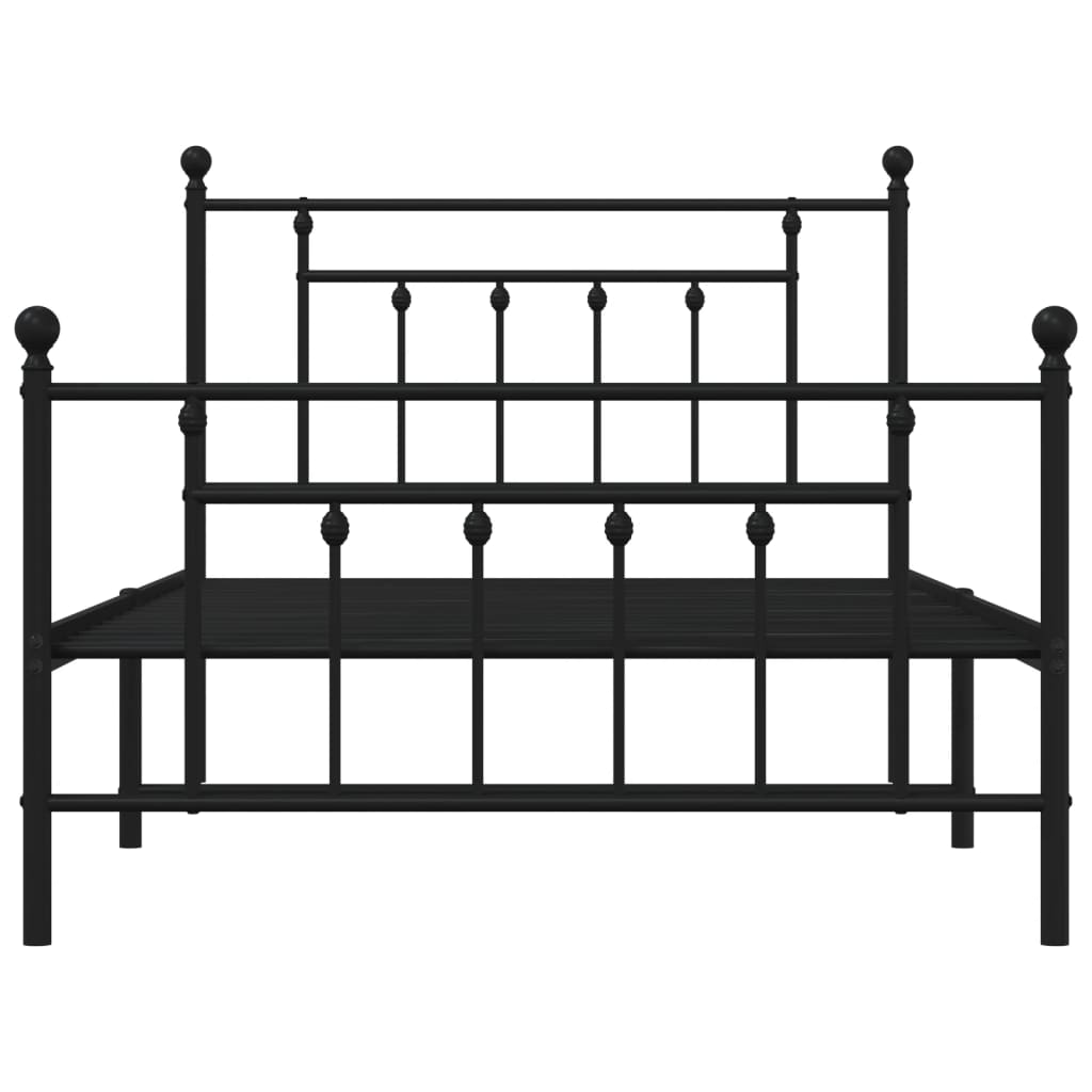 sengeramme med sengegavl og fodgærde 107x203 cm metal sort