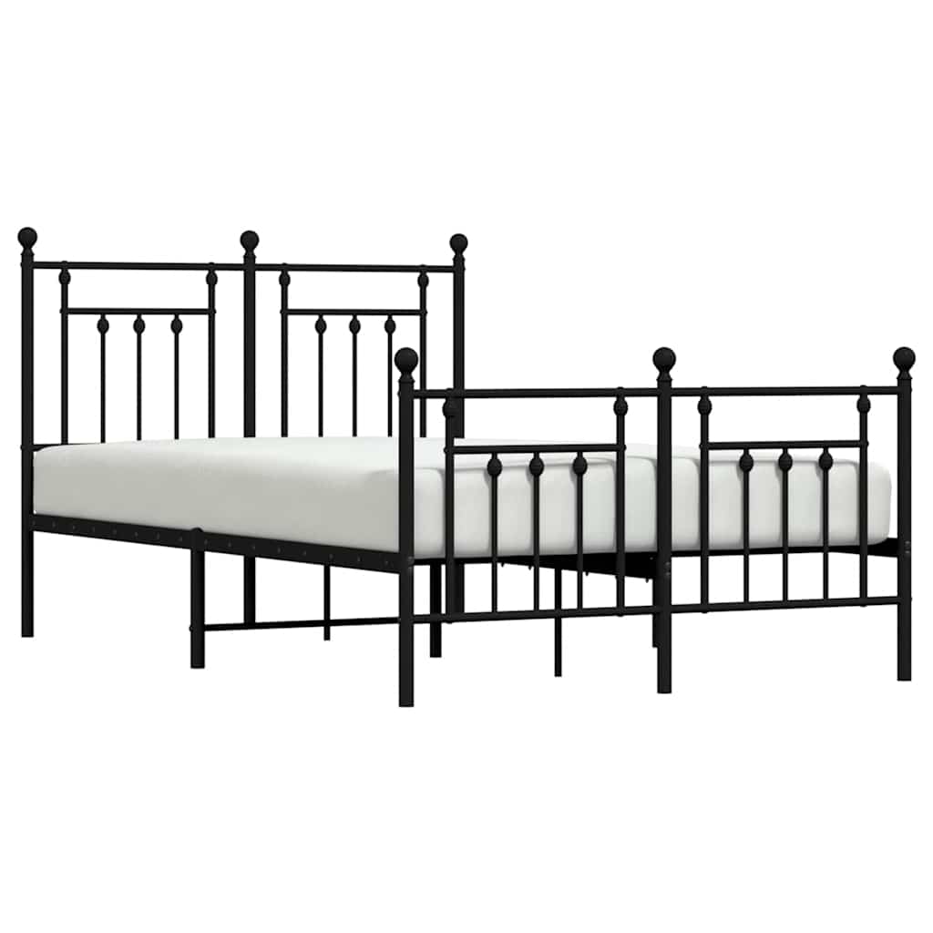 sengeramme med sengegavl og fodgærde 120x190 cm metal sort