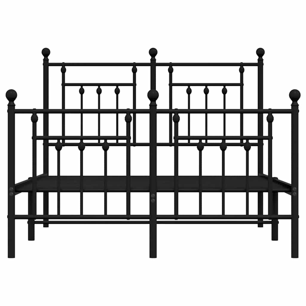 sengeramme med sengegavl og fodgærde 120x200 cm metal sort