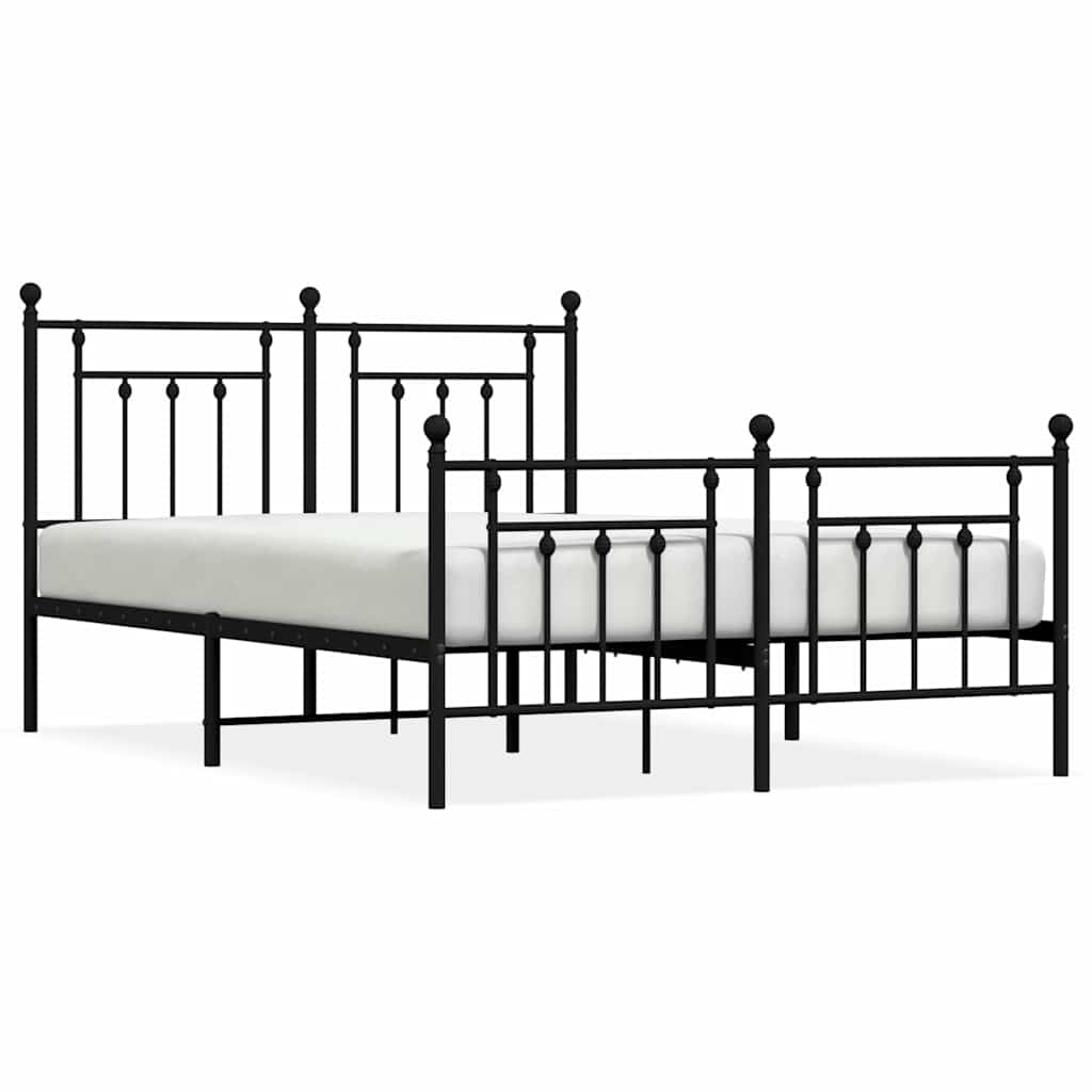 sengeramme med sengegavl og fodgærde 140x190 cm metal sort