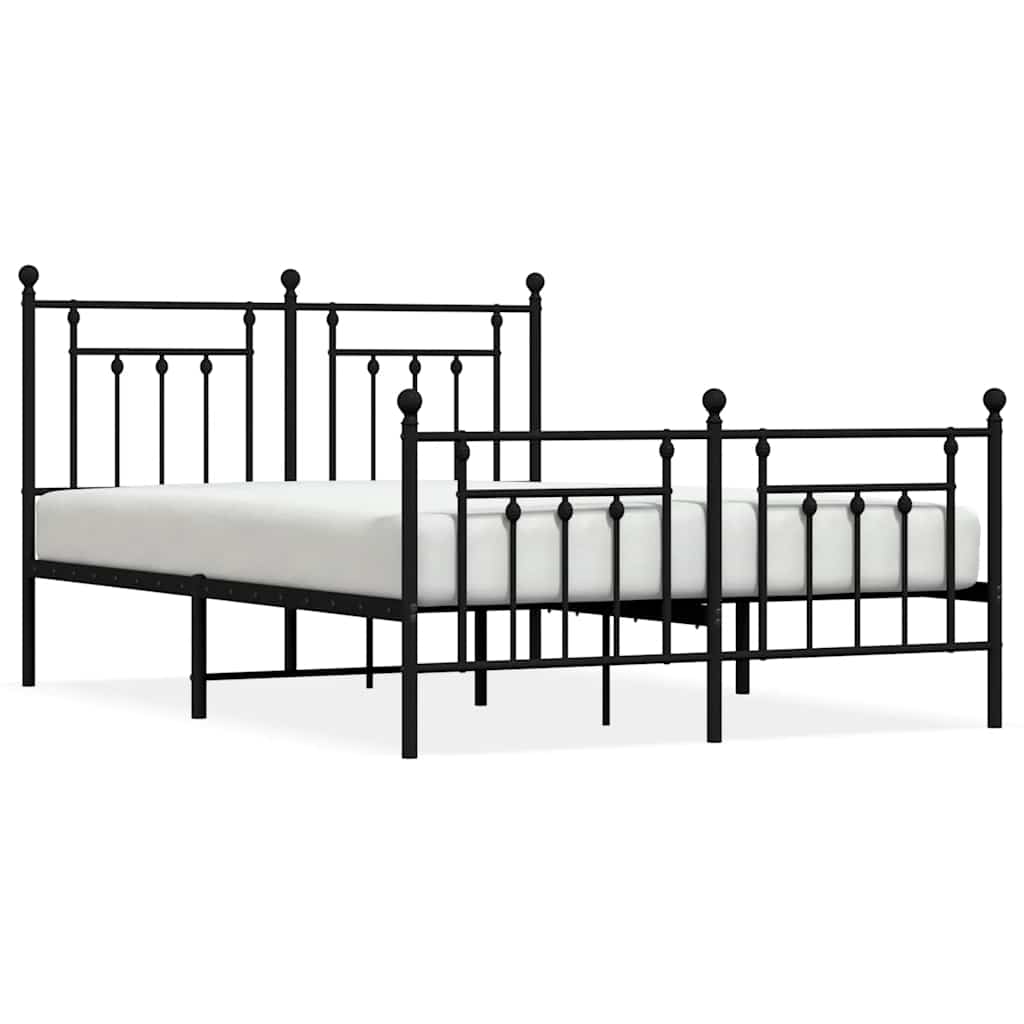 sengeramme med sengegavl og fodgærde 150x200 cm metal sort