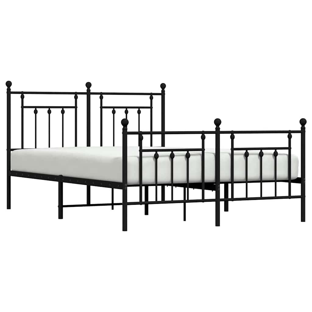 sengeramme med sengegavl og fodgærde 150x200 cm metal sort