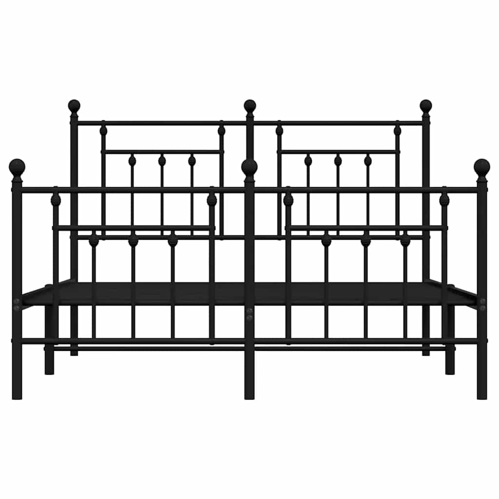 sengeramme med sengegavl og fodgærde 150x200 cm metal sort