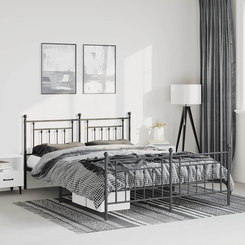 sengeramme med sengegavl og fodgærde 150x200 cm metal sort