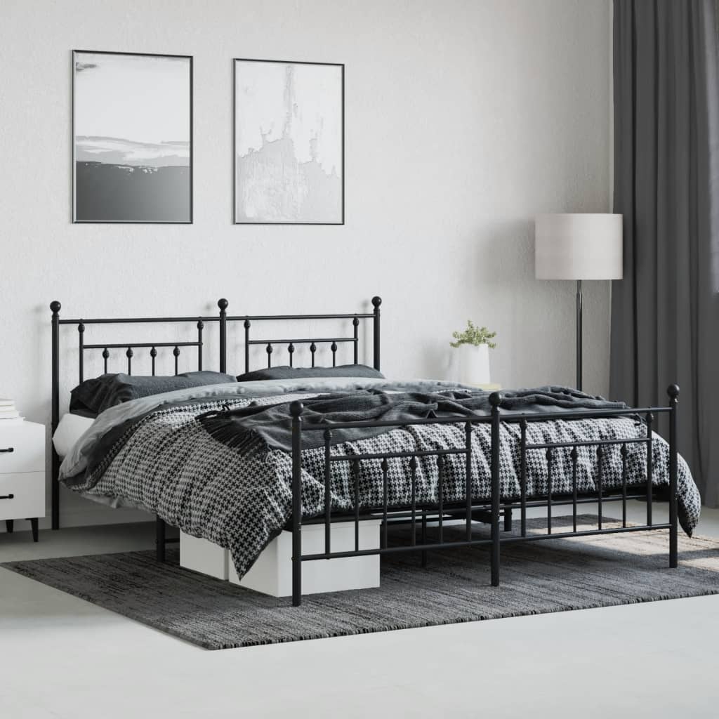 sengeramme uden madras med fodgærde 180x200 cm sort