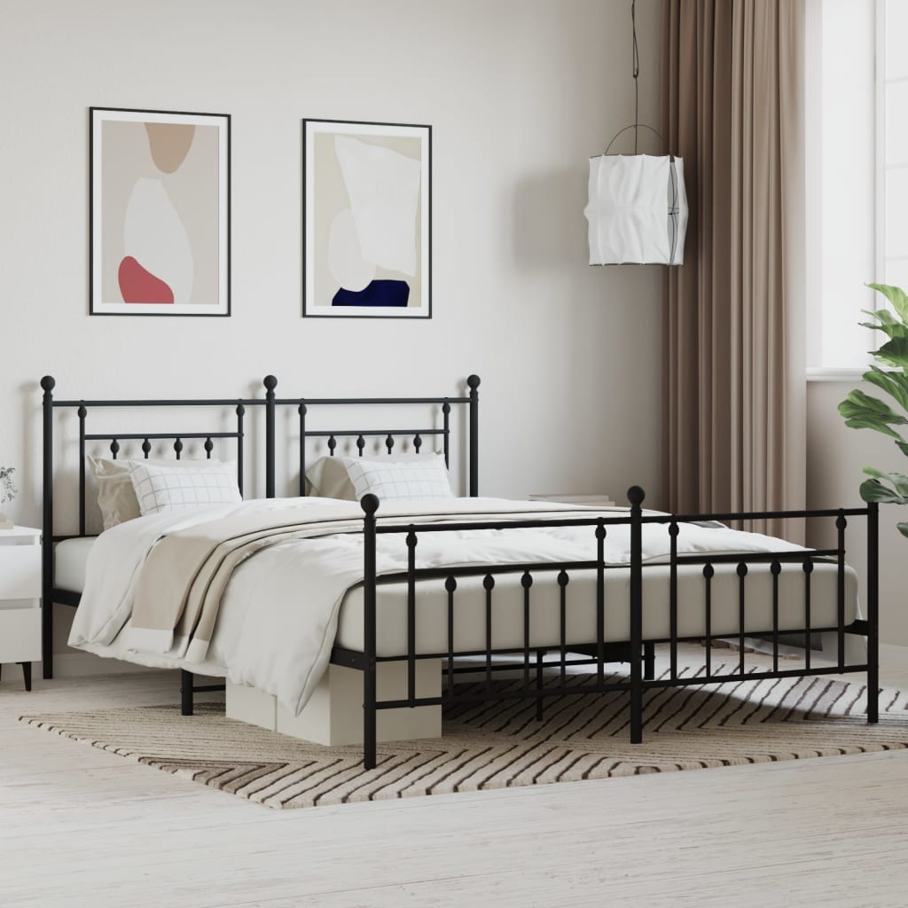 sengeramme uden madras med fodgærde 180x200 cm sort