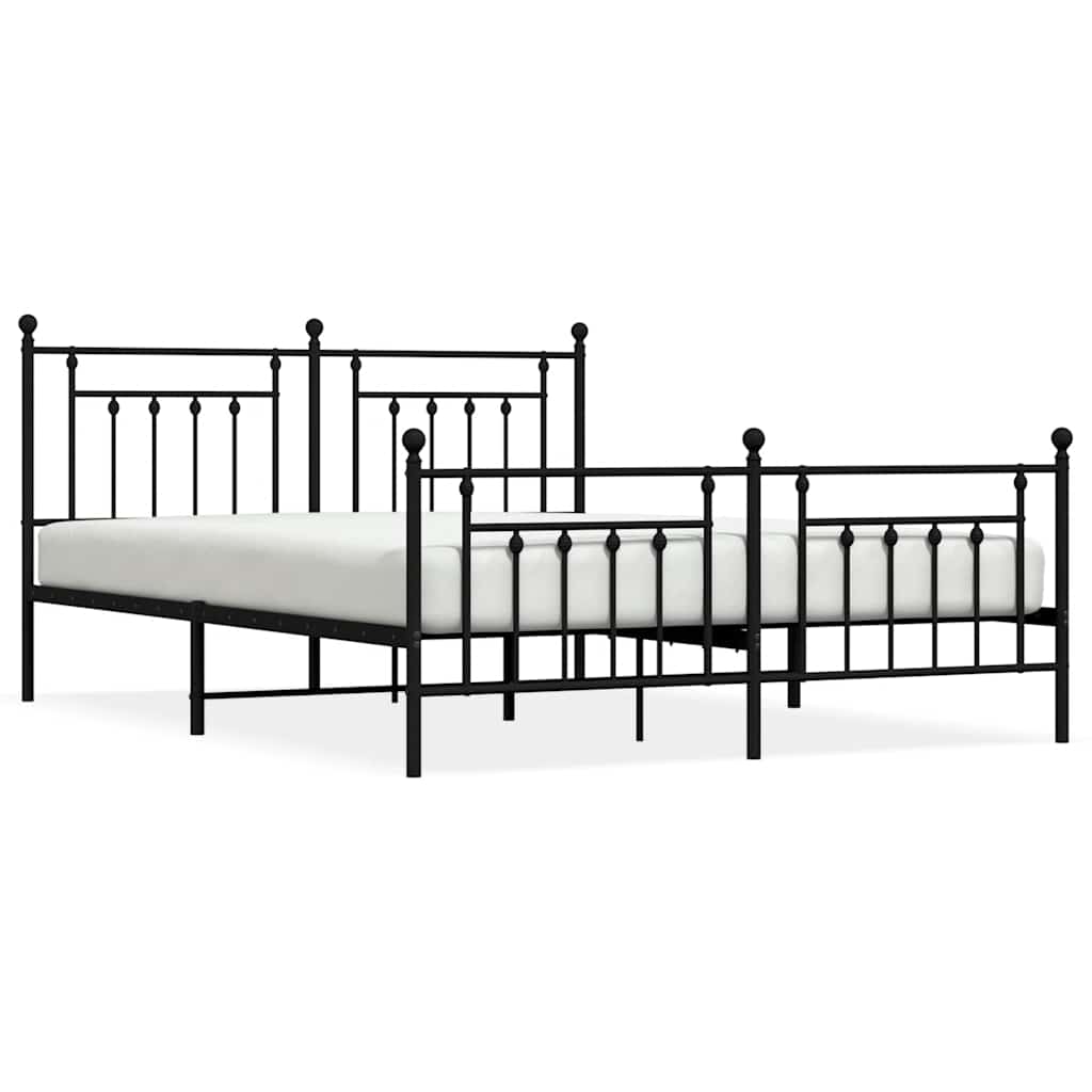 sengeramme med sengegavl og fodgærde 183x213 cm metal sort