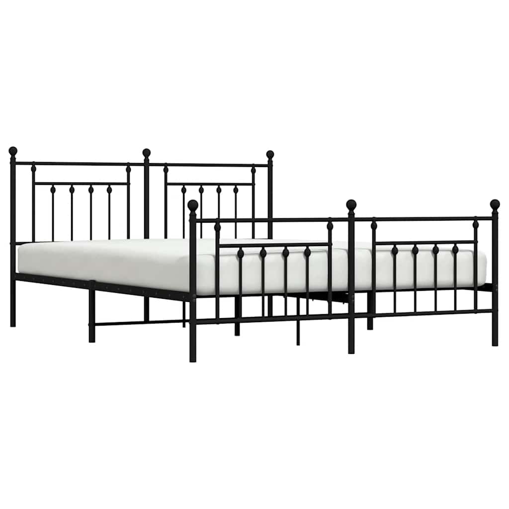 sengeramme med sengegavl og fodgærde 183x213 cm metal sort