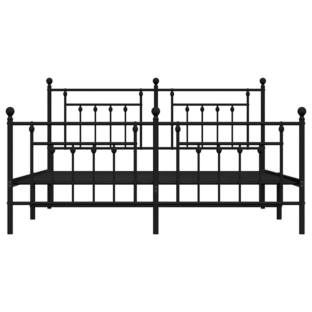 sengeramme med sengegavl og fodgærde 183x213 cm metal sort