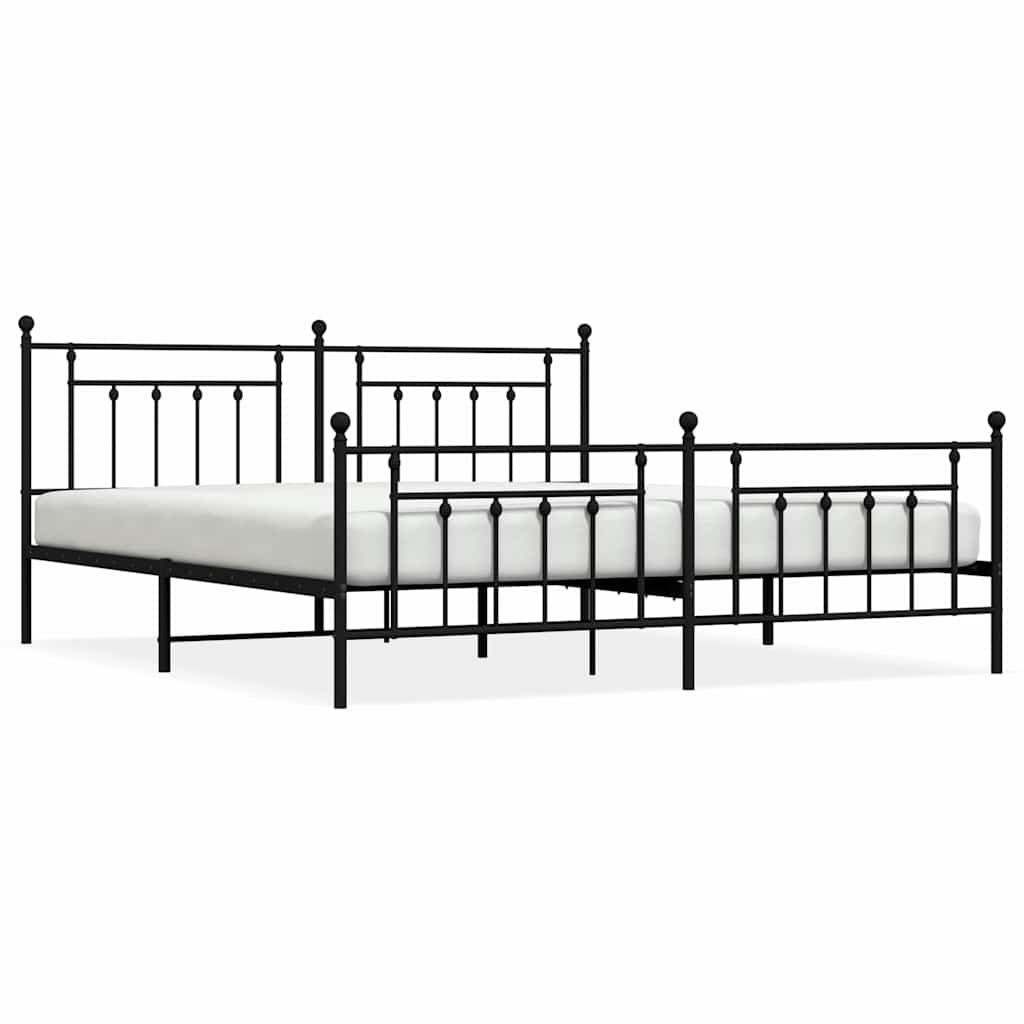 sengeramme med sengegavl og fodgærde 193x203 cm metal sort