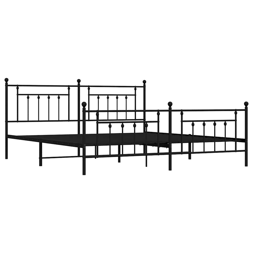 sengeramme med sengegavl og fodgærde 193x203 cm metal sort