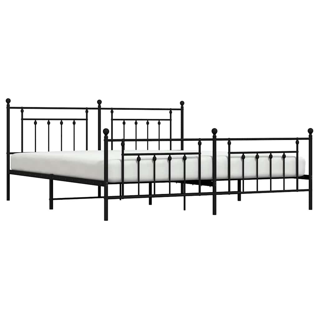 sengeramme med sengegavl og fodgærde 193x203 cm metal sort