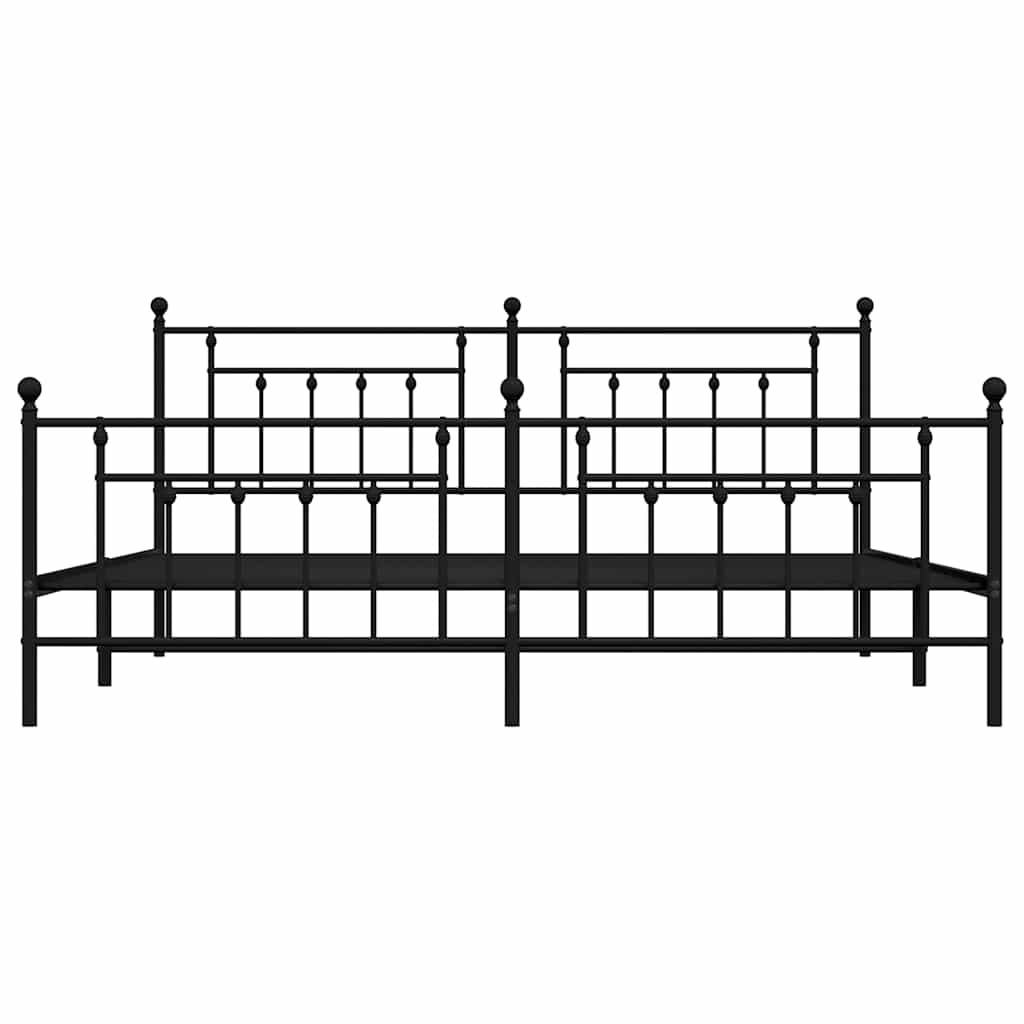 sengeramme med sengegavl og fodgærde 193x203 cm metal sort