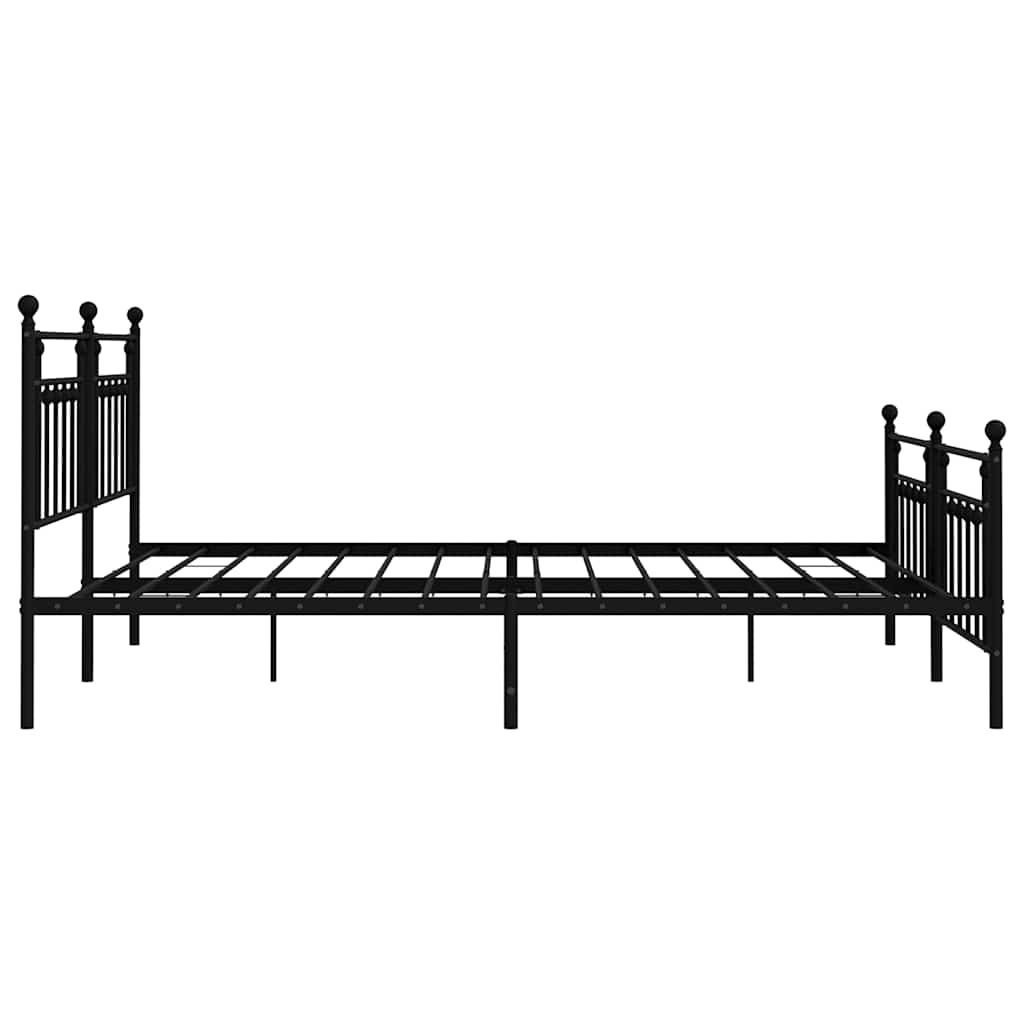 sengeramme med sengegavl og fodgærde 193x203 cm metal sort