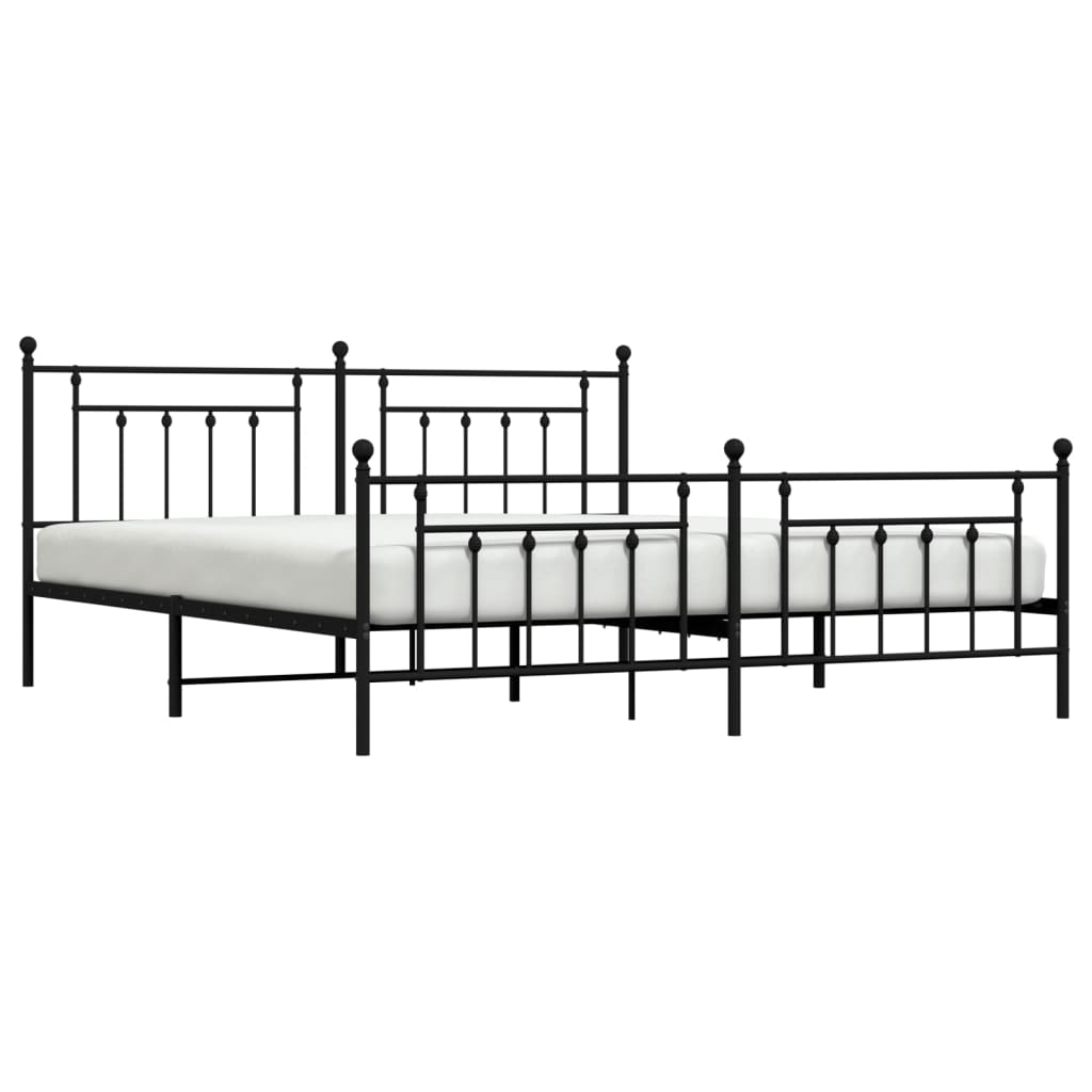 sengeramme med sengegavl og fodgærde 200x200 cm metal sort