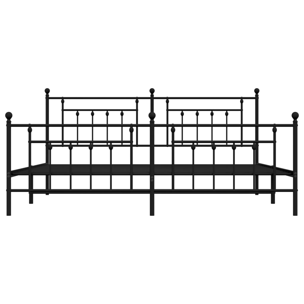 sengeramme med sengegavl og fodgærde 200x200 cm metal sort