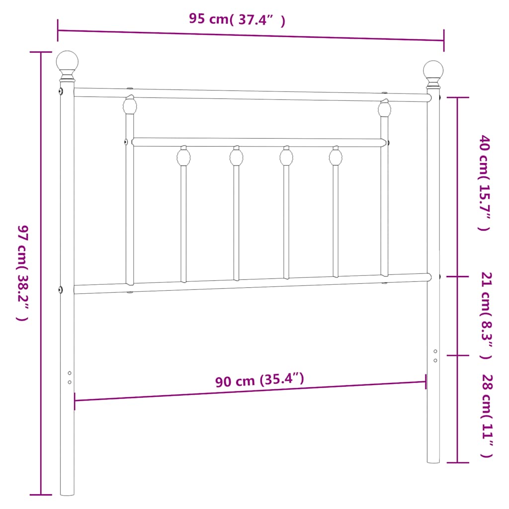 udskiftningsgavl 90 cm metal sort