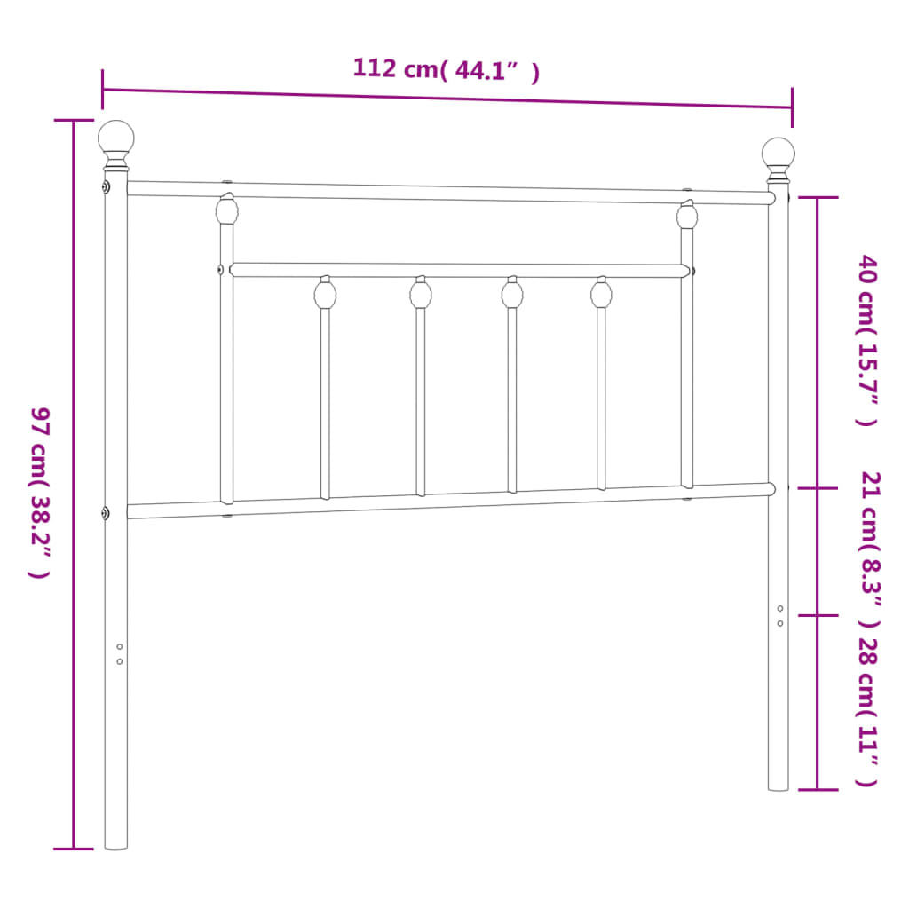 udskiftningsgavl 107 cm metal sort