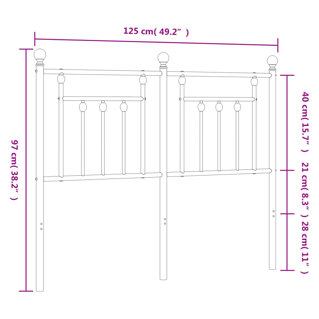 udskiftningsgavl 120 cm metal sort
