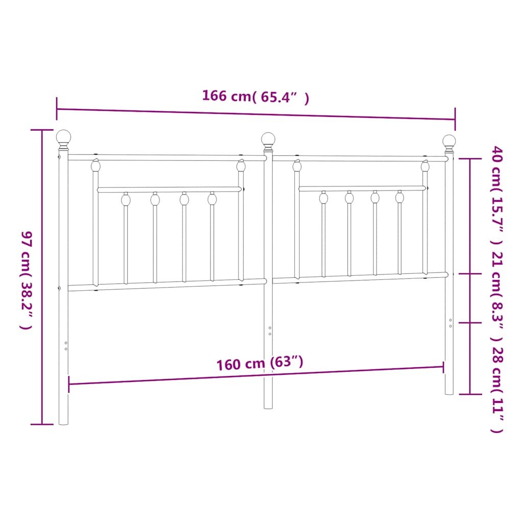 udskiftningsgavl 160 cm metal sort