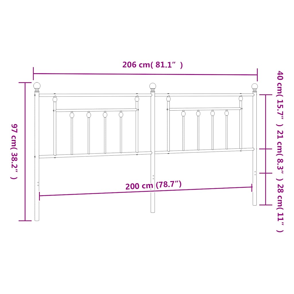 udskiftningsgavl 200 cm metal sort