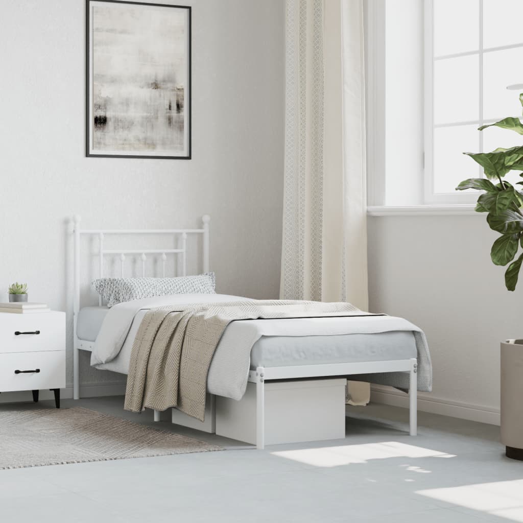 sengeramme uden madras med hovedgærde 75x190 cm hvid