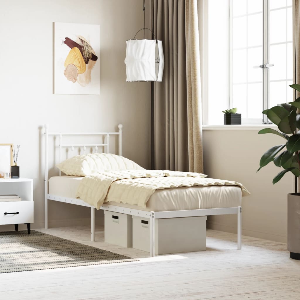 sengeramme uden madras med hovedgærde 75x190 cm hvid