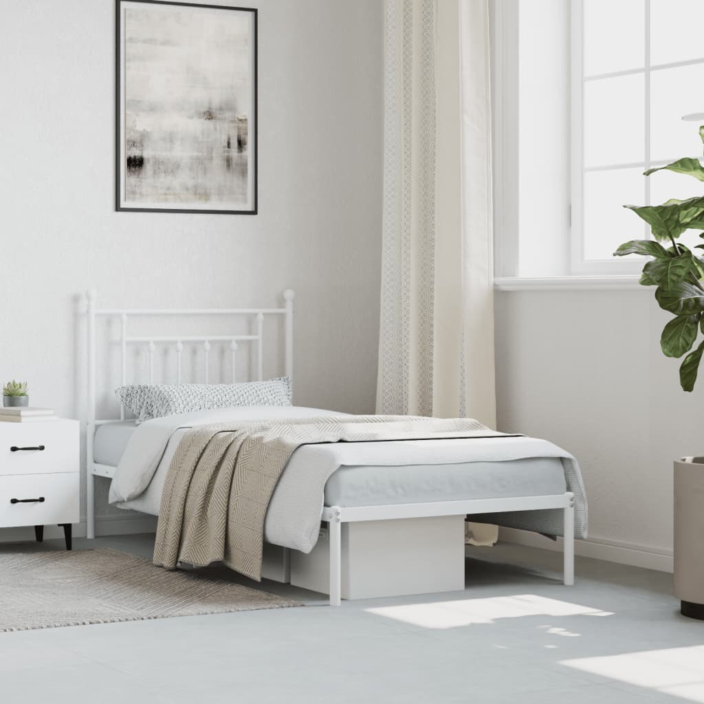 sengeramme med sengegavl 80x200 cm metal hvid