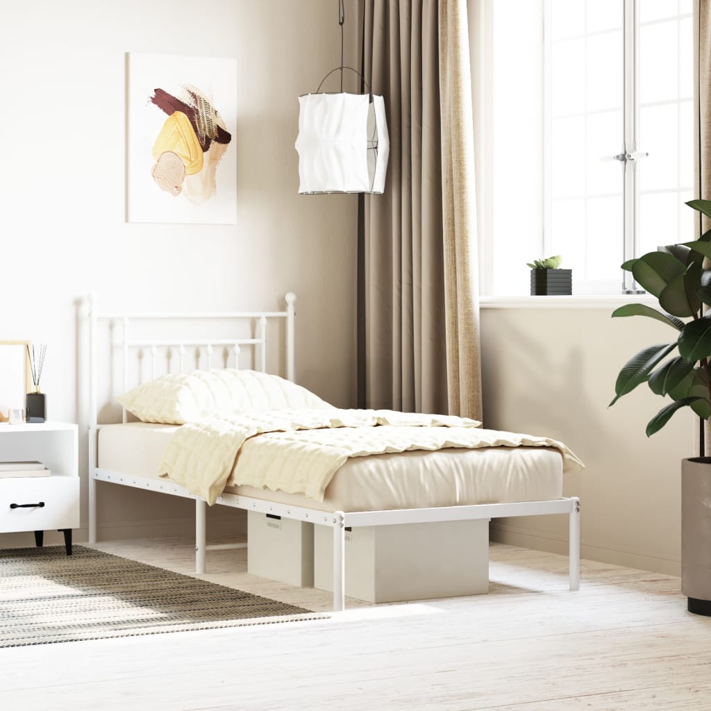 sengeramme med sengegavl 80x200 cm metal hvid