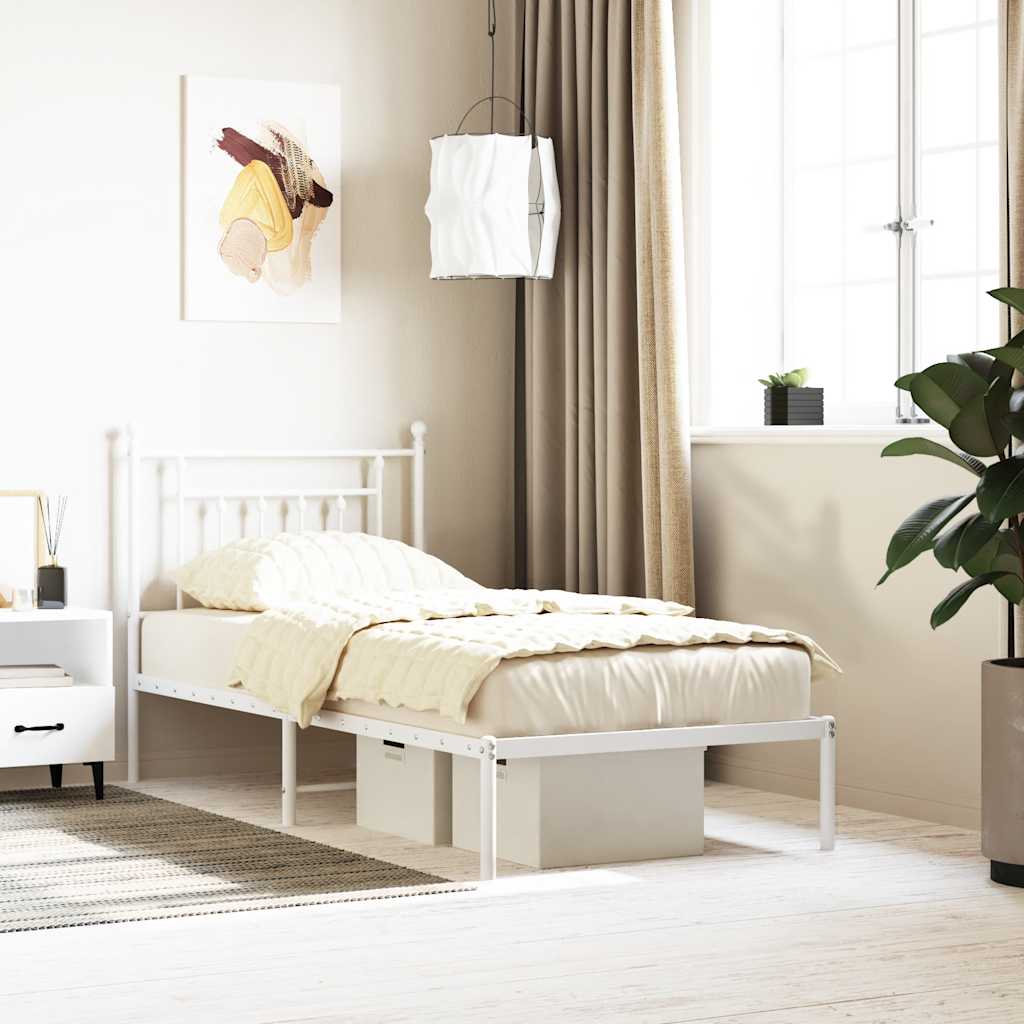 sengeramme med sengegavl 90x190 cm metal hvid