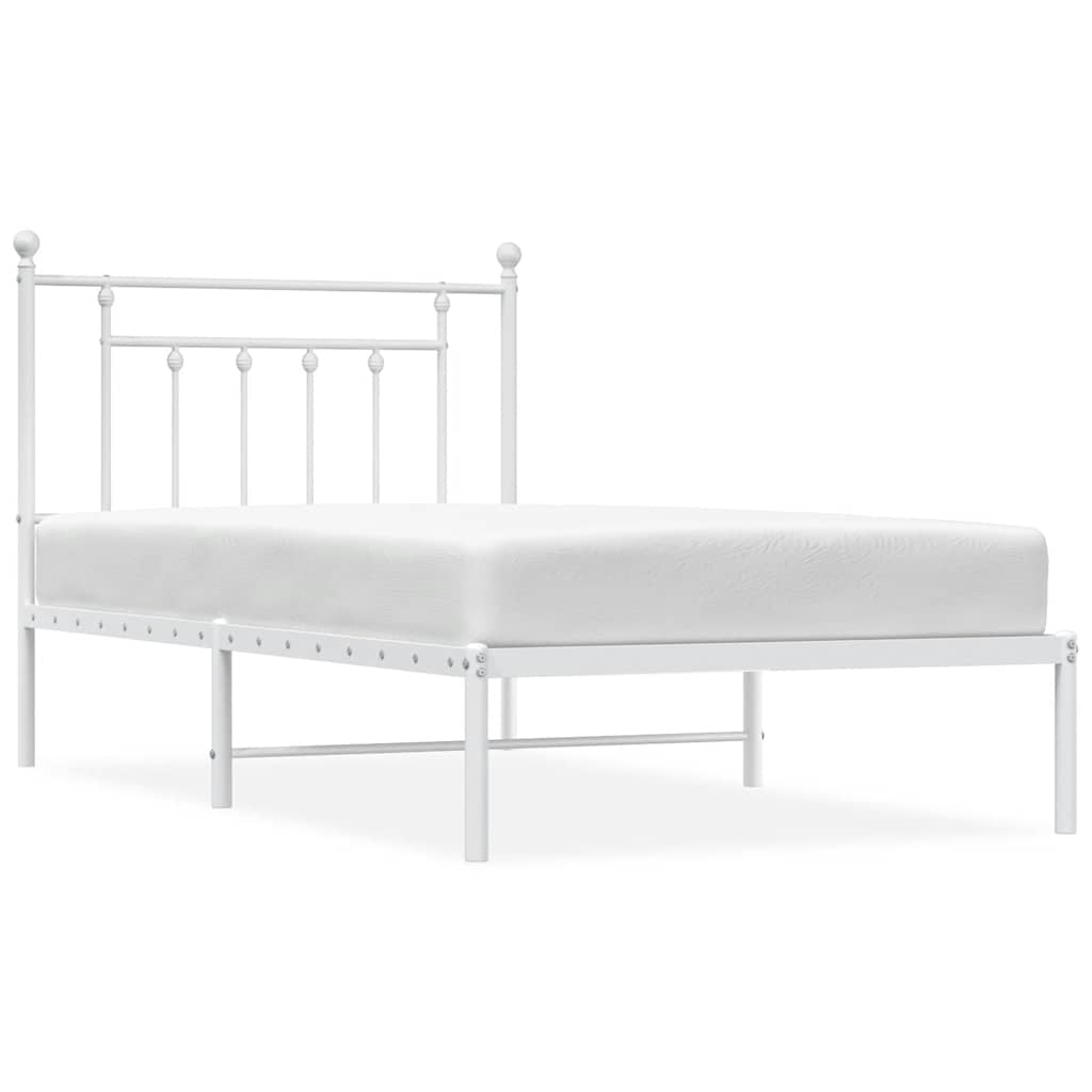 sengeramme med sengegavl 100x190 cm metal hvid