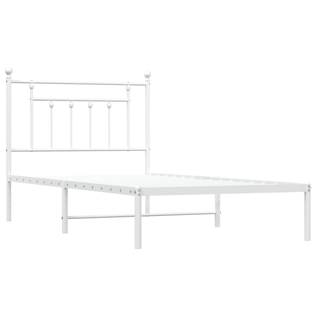 sengeramme med sengegavl 100x190 cm metal hvid
