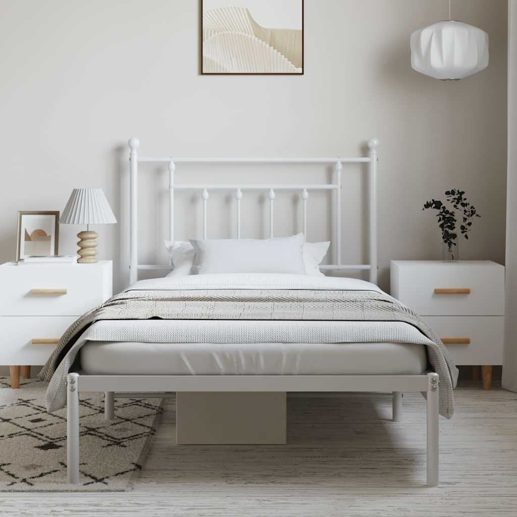 sengeramme med sengegavl 100x190 cm metal hvid