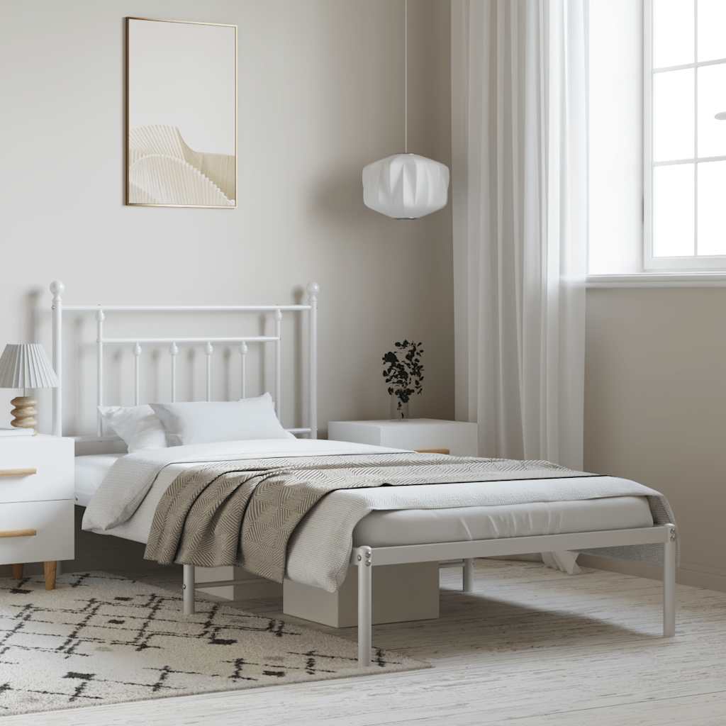 sengeramme med sengegavl 100x190 cm metal hvid