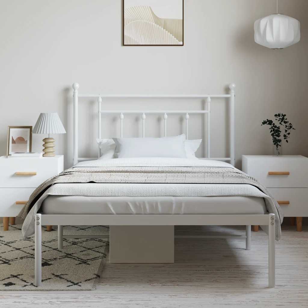 sengeramme med sengegavl 100x200 cm metal hvid